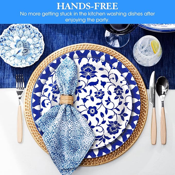 90 Pcs Paper Plates 10 Inch Bulk Thick Heavy Duty Disposable Plates Printed - Image 2