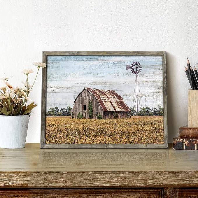 Rustic Life Wooden Wall Art: Rural House in the middle of Straw Artwork Wooden - Image 3
