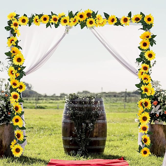 Uieke 3 Pack Artificial Sunflower Garland, 7.5ft/Strand Silk Sunflowers Hanging - Image 4
