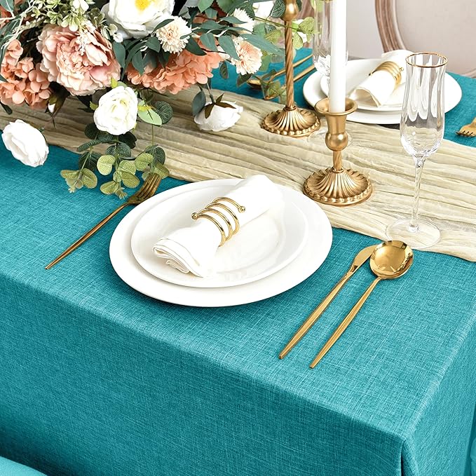 Fitable Faux Linen Tablecloths for Rectangle Tables: Water & Stain Resistant - Image 3
