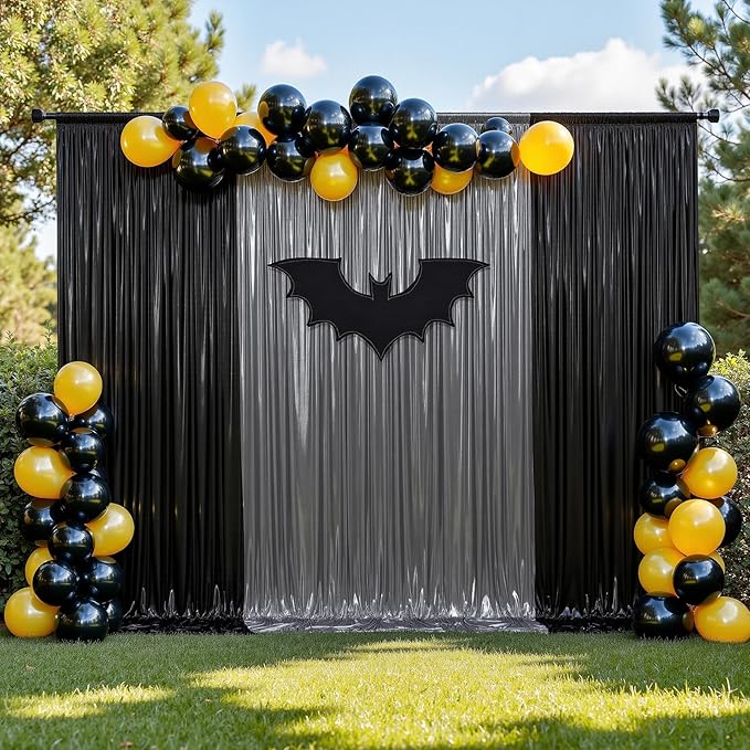 10ftx10ft Black Silver Glitter Sequin Backdrop Curtain - Image 9