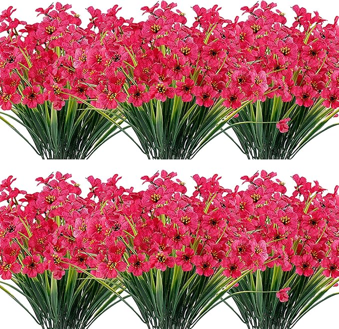 20 Bundles Artificial Flowers Outdoor UV Resistant Fake Flowers No Fade Faux by JEMONG