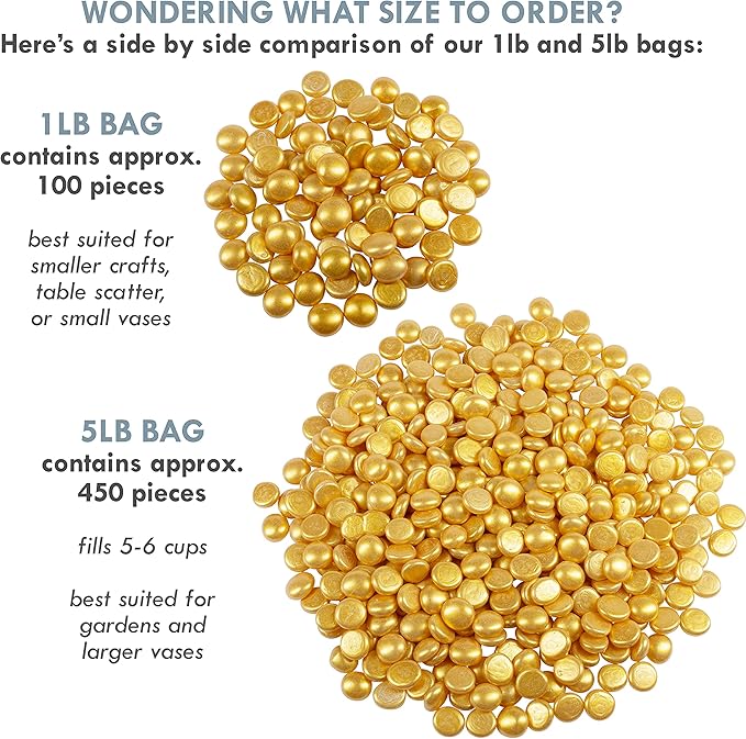 Galashield Flat Glass Marbles for Vases Gold Glass Gems Beads Pebbles Vase - Image 2