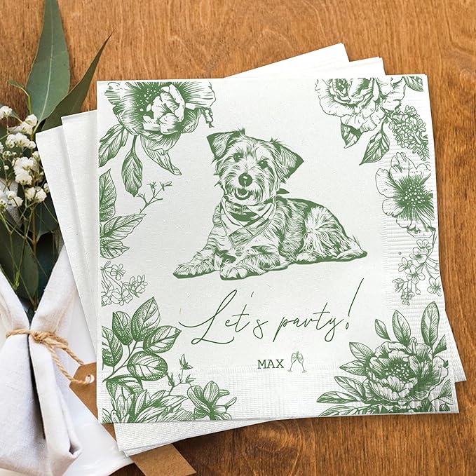 Luxury Personalized Dog Wedding Napkins, Photo Napkins by GiantBigHands