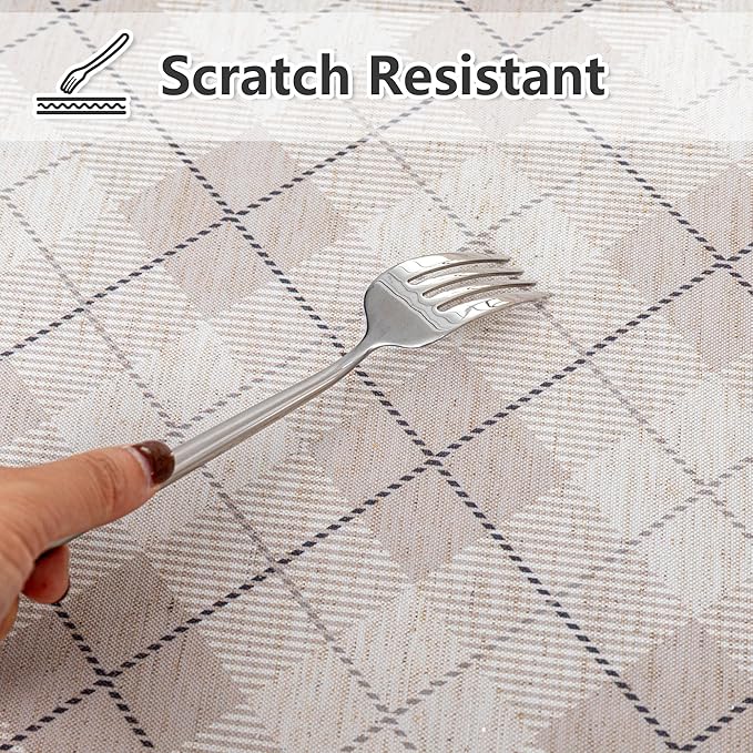 MYSKY HOME Table Cloth 60x102 in Rectangle, Heavy Duty Linen Look Waterproof - Image 2