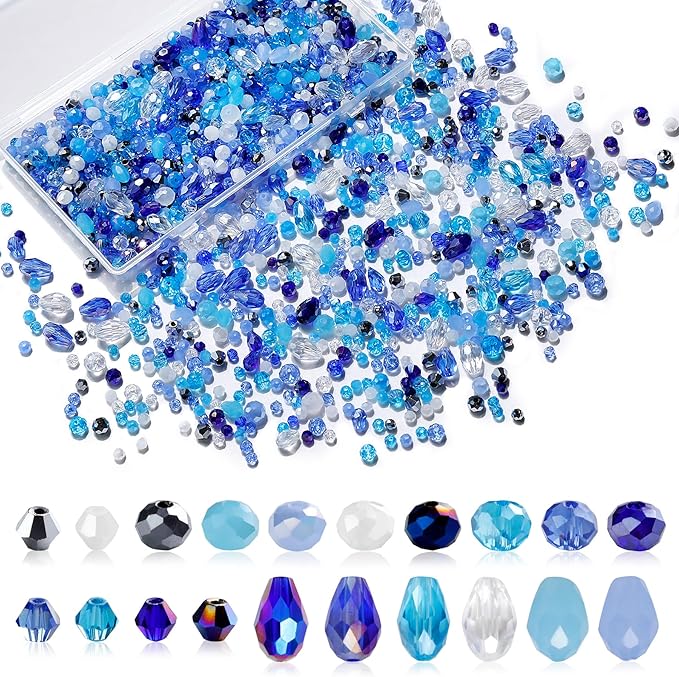 Glass Beads for Jewelry Making -800PCS Blue Crystal Beads for Bracelet Making by ZXOPM