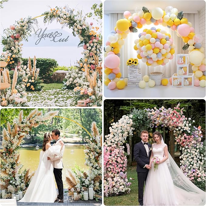 Asee'm 7.2FT Gold Wedding Arch Round Backdrop Stand Large Circle Metal Floral - Image 6