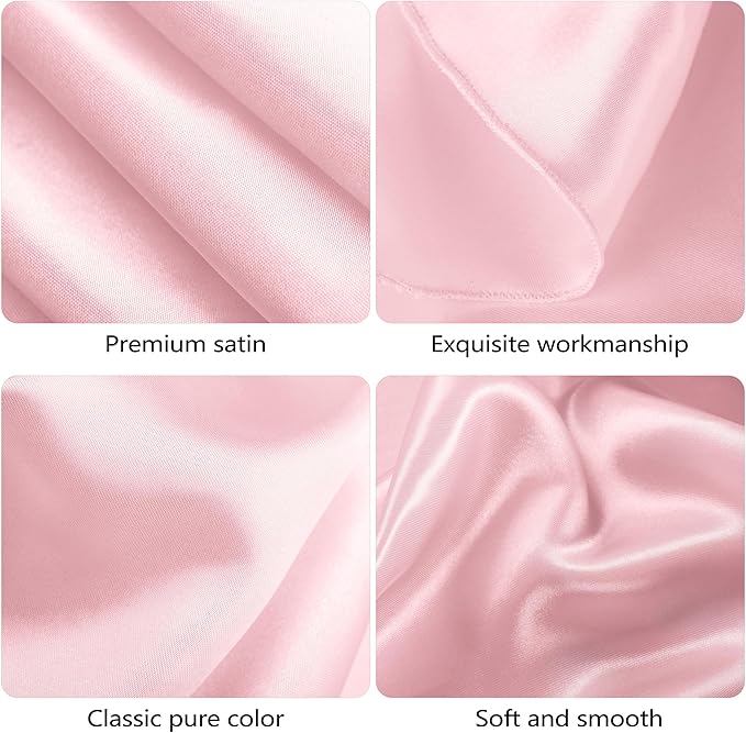 Ruisita 120 Inches Round Satin Tablecloths Light Pink Overlay Round Satin Table - Image 3