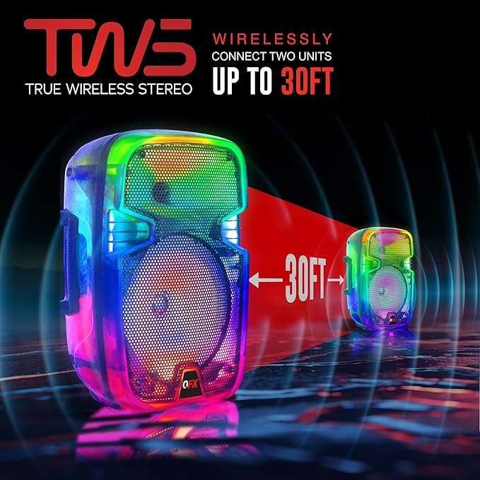 Crystal Clear Sound, Bright Party Lights, Portable & Easy to Use | 8" - Image 6
