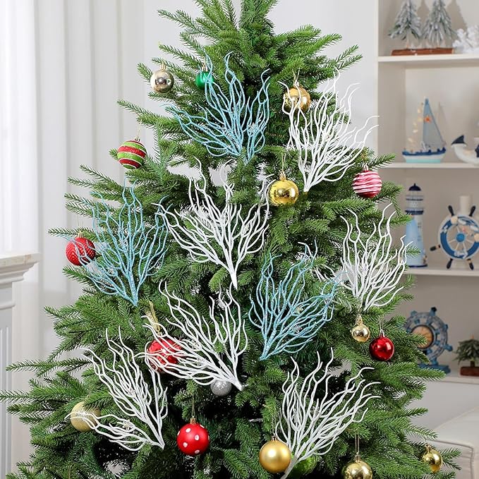 8 Pcs Blue White Coastal Ornaments - Image 5