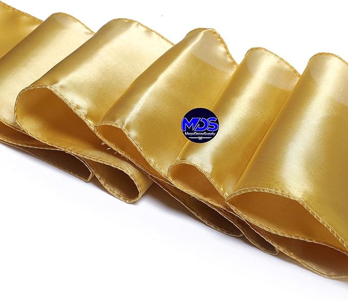 MDS Pack of 10 PCS Satin Chair Sashes Charmeuse Sateen Dining Chair Bows Ribbon - Image 4