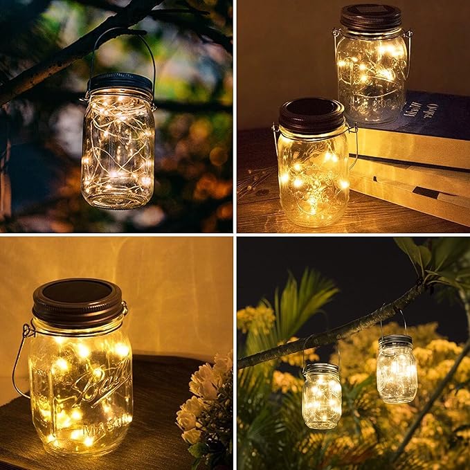 Solar Mason Jar Lid String Lights, 8 Pack 20 Led String Fairy Star Firefly Jar - Image 7