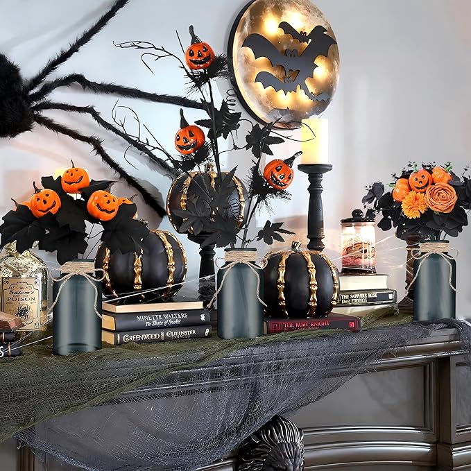 Vintage Glass Flower Vase，12 Pack Farmhouse Black Glass Centerpiece Vases Mason - Image 6