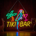 Tiki Bar Neon Sign for Wall Décor Dimmable LED Parrot Palm Tree Cocktails Signs by Unknown