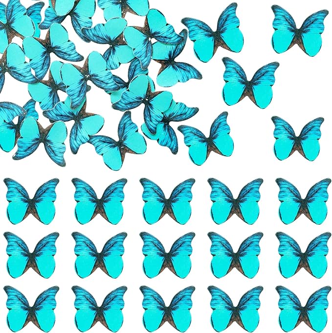 Ephlyn 48Pcs Edible Butterfly Cupcake Toppers Cute 3D Butterfly Cake Picks - Image 3