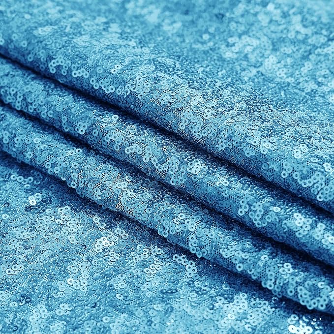 Sugargirl Turquoise Sequin Backdrop Curtain 4 Panels 2FTx8FT Glitter Turquoise - Image 9