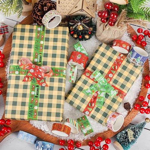 16 Rolls Christmas Washi Tape Holiday Masking Tape Red Green Christmas Wrapping - Image 6
