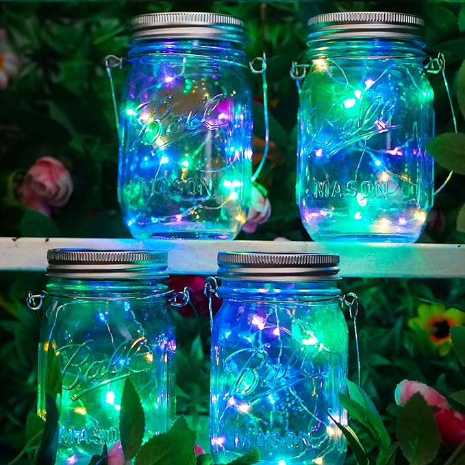 SunKite Solar Mason Jar Lights, 12 Pack 30 LED Waterproof Fairy Firefly Jar - Image 5