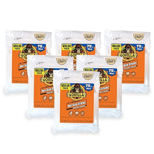 Gorilla Hot Glue Sticks, Mini Size 4" Long x 0.27" Diameter by Gorilla