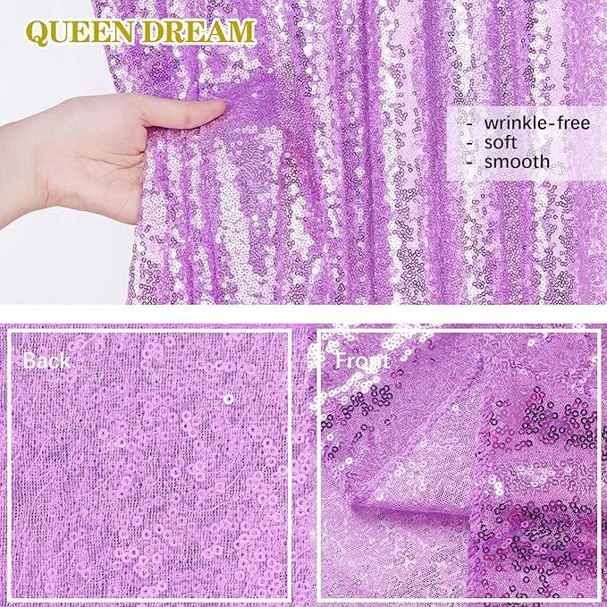 Glitter Curtain Backdrop Sequin Panels: Light Purple Sequin Background Drapes - Image 3