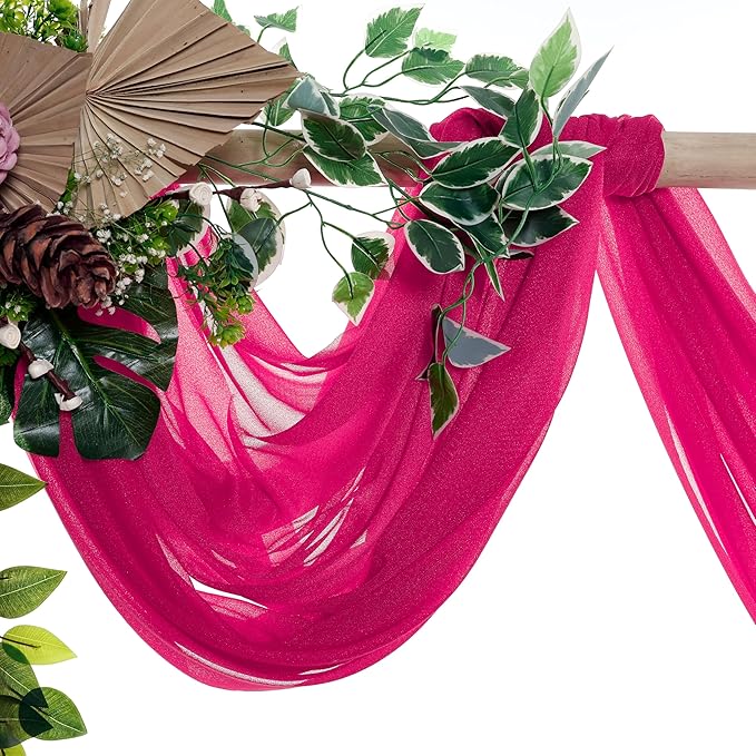 VDS Pack of 1 Panel Wedding Arch Draping Fabric Sheer Chiffon Fabric Drapery - Image 4