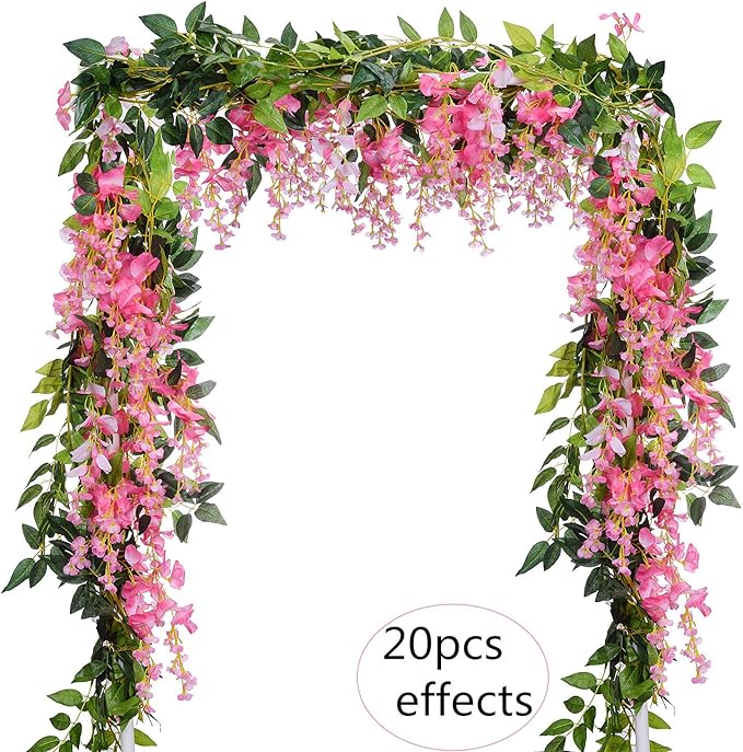 DearHouse 4Pcs 6.6Ft/Piece Artificial Flowers Silk Wisteria Garland Artificial - Image 7