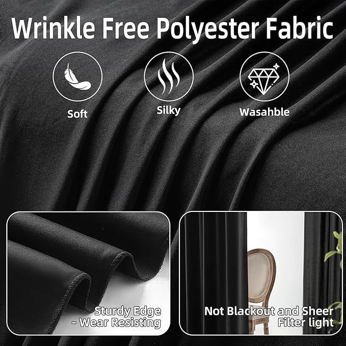 10ft×9ft Black Backdrop Curtain, Wrinkle Free Thick Polyester Drapes - Image 5
