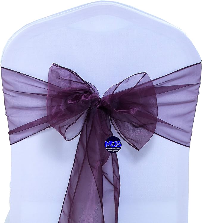MDS Pack of 75 PCS Organza Chair Sashes Wider Dining Chair Bows Ribbon Tie Back - Image 3