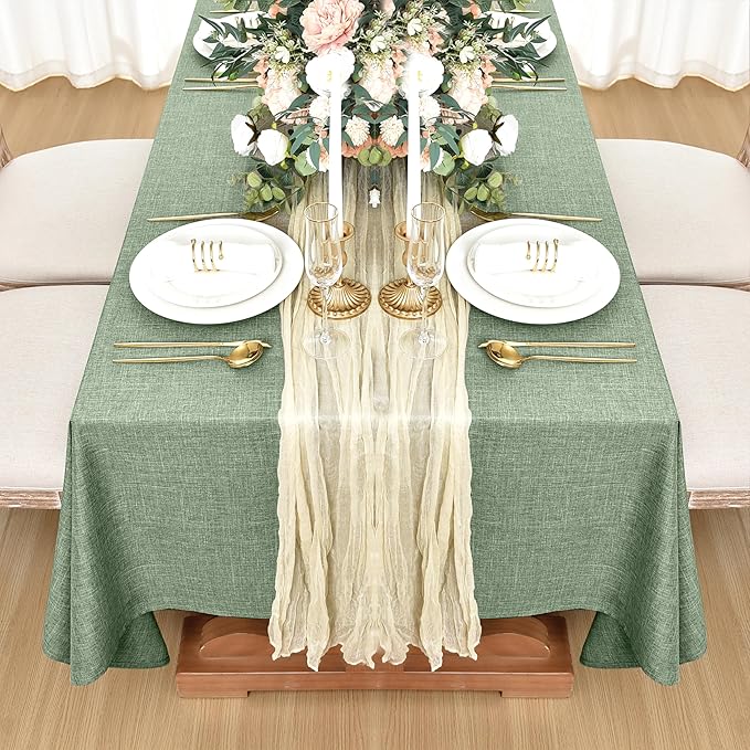 Fitable Faux Linen Tablecloths for Rectangle Tables: Water & Stain Resistant - Image 8