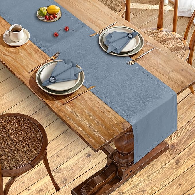 Ruvanti Linen Table Runner 90 Inches, Classic Hemstitch, Non-Slipping, Stain - Image 5