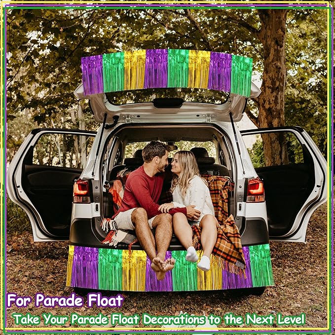 4 Pack 10 Feet Green Gold Purple Foil Fringe Garland Metallic Tinsel Streamers - Image 5