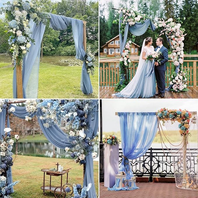 4 Panels Wedding Arch Draping Fabric 28" x 20Ft Wedding Arch Drapes Chiffon - Image 2