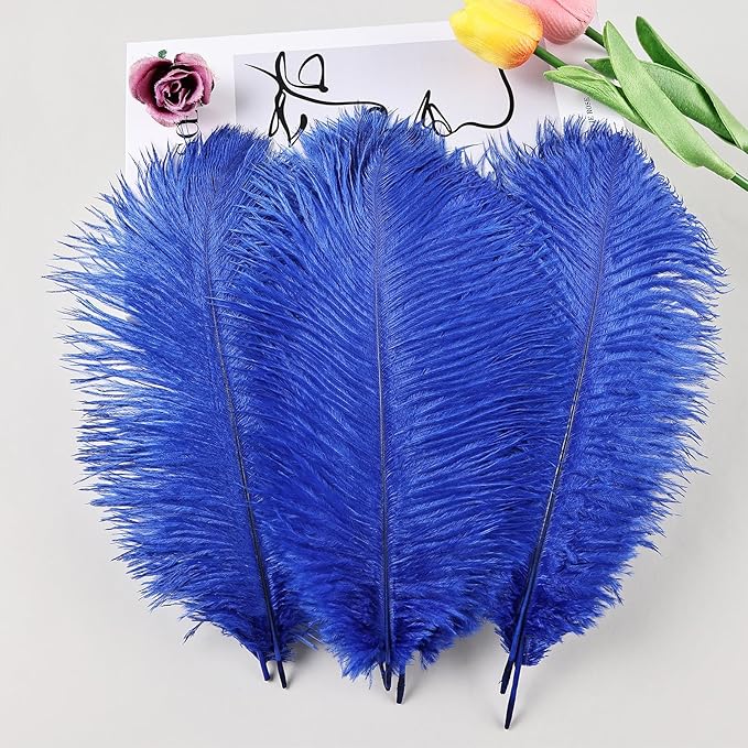 THARAHT Blue Ostrich Feathers 12pcs Natural Bulk 8-10Inch 20cm-25cm - Image 5