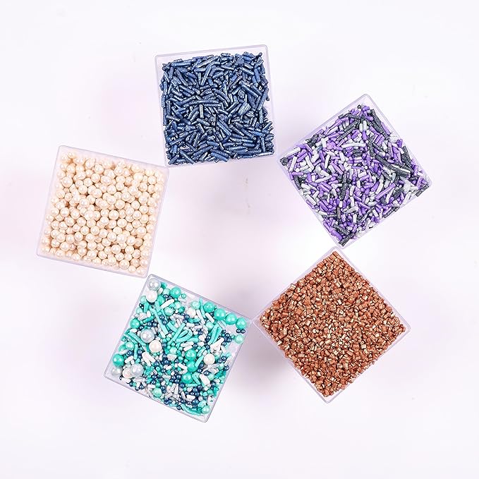 Confect Sea Paradise Sprinkles | Mix White & Sea Blue Pearl Dragees | Navy Blue - Image 6