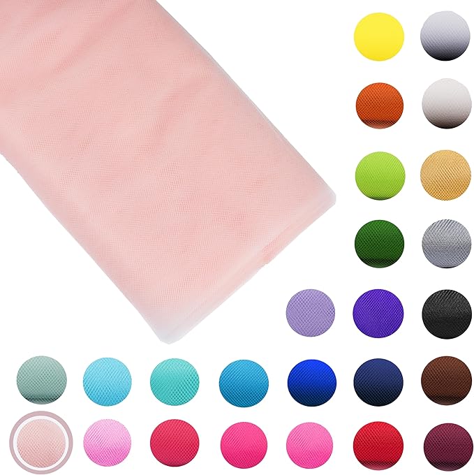 Craft And Party, Blush Fabric Tulle Roll 54 Inch by 40 Yards Fabric Tulle Bolt by CraftAndParty
