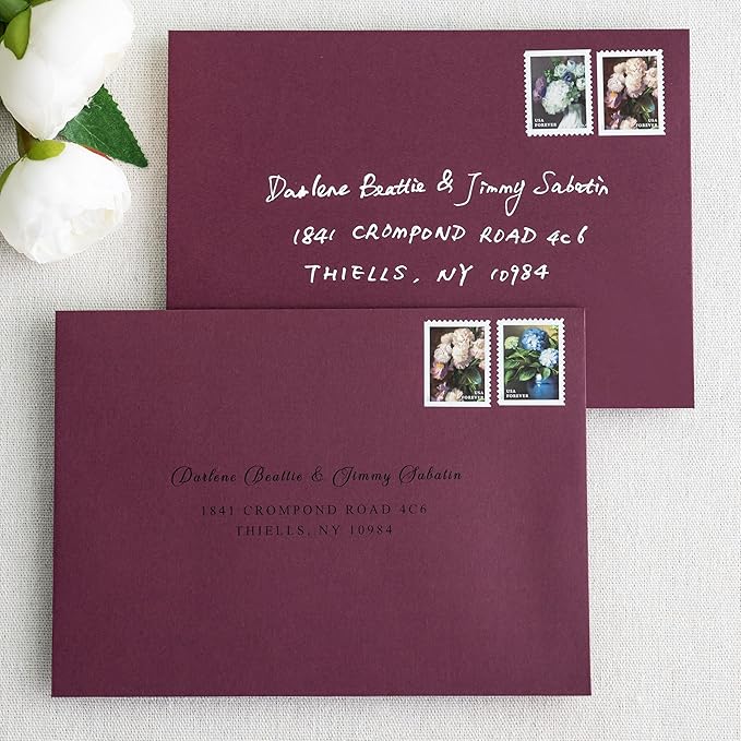 PONATIA 50PCS 5x7 Envelopes, Burgundy A7 Envelopes Self Seal - Image 4