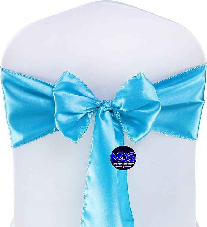 MDS Pack of 300 PCS Satin Chair Sashes Charmeuse Sateen Dining Chair Bows - Image 2