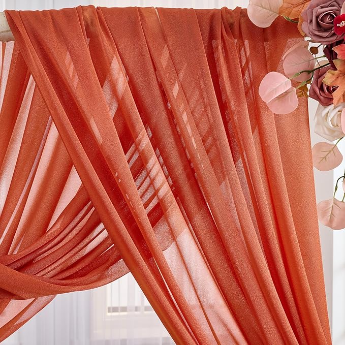 Arch Drapes for Wedding Arch Draping Fabric Terracotta Sheer Backdrop Curtain - Image 7