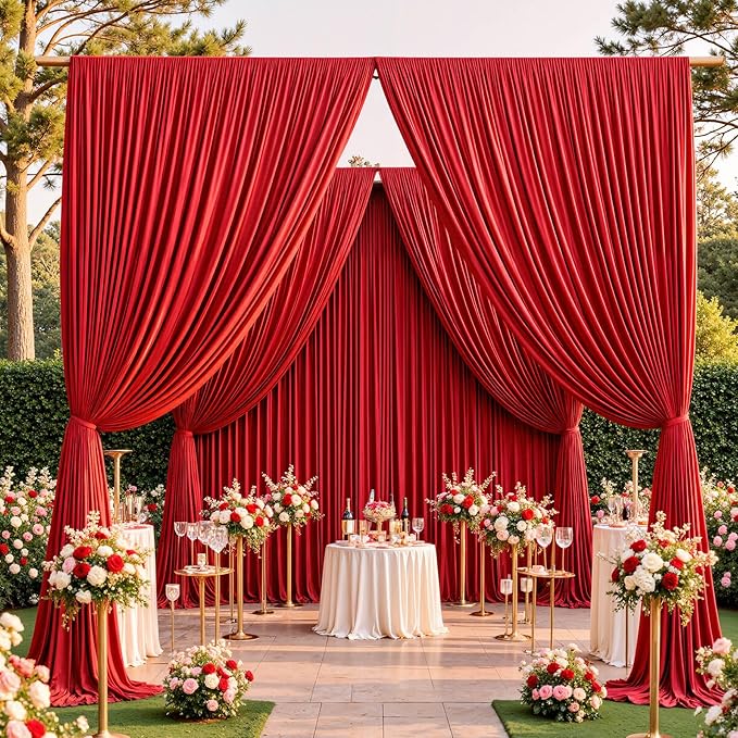 20ftx10ft Red Backdrop Curtains by CO-AVE