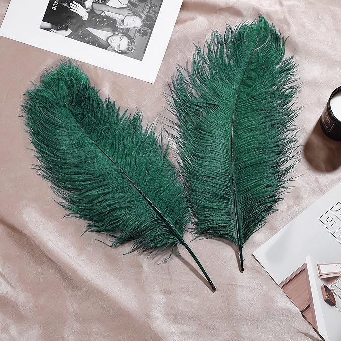 Larryhot Green Large Ostrich Feathers - Image 5