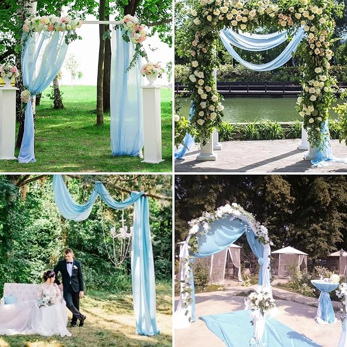 8 Panels Wedding Arch Draping Fabric 28"x20Ft Wedding Arch Drapes Chiffon - Image 7