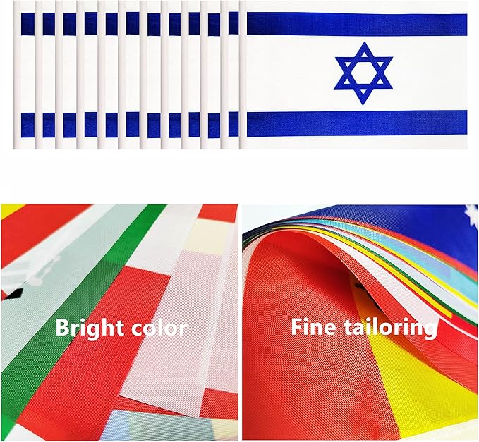 12 Pack Israel Desk Flags Set, Israeli Small Mini Table Office Flags - Image 4