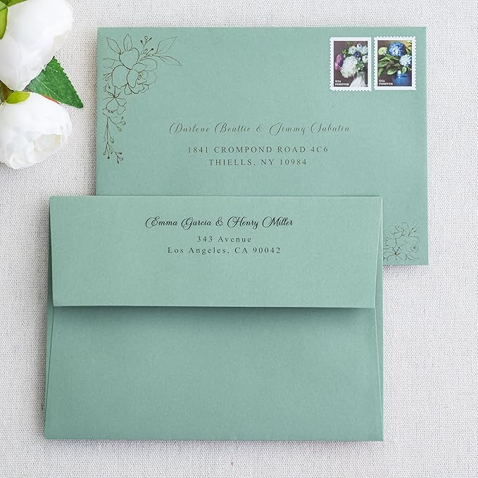 PONATIA 50 Pieces 5x7 Envelopes, Sage Green A7 Envelopes Self Seal - Image 4