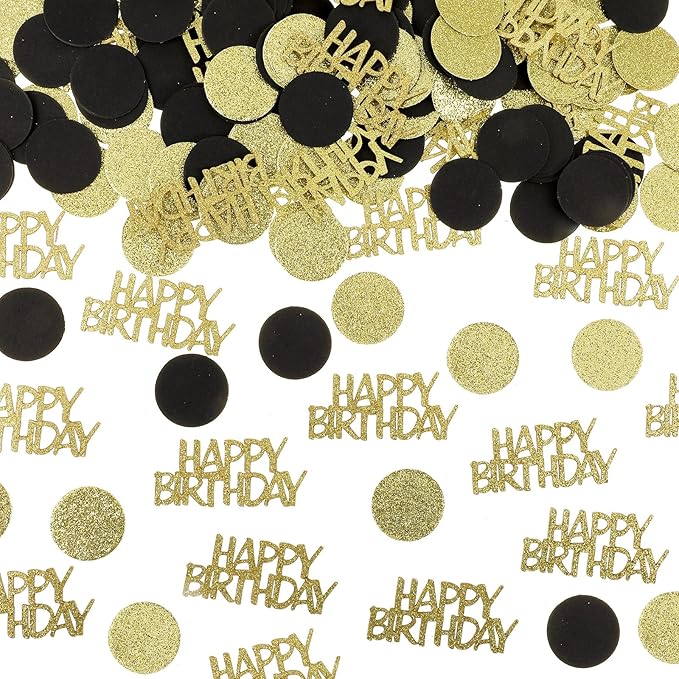 200Pcs Happy Birthday Confetti, Metallic Foil Balloon Confettis Scatter by ZEYIYER