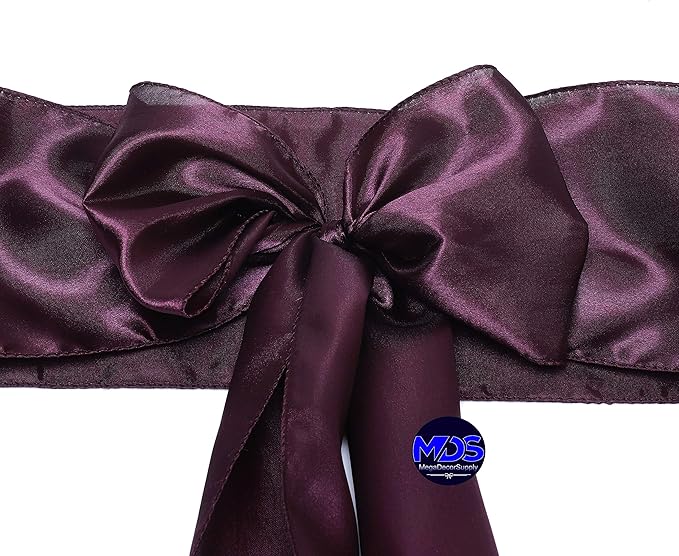 MDS Pack of 10 PCS Satin Chair Sashes Charmeuse Sateen Dining Chair Bows Ribbon - Image 3