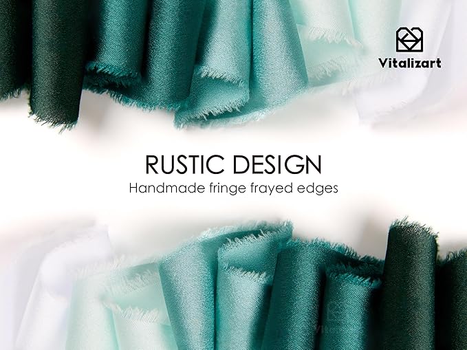 Vitalizart Silk Like Satin Ribbon 1 inch x 25 Yard Green & Sage Handmade Frayed - Image 4