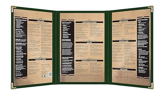 Goodsmart Restaurant Menu Covers – 25 Pack Green 6-View Trifold 5.5" x 8.5" - Image 2