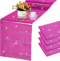 Durony 4 Pack Disco Table Runner 11 x 108 Inch Mirror Hot Pink Glitter Foil by durony