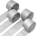 PartyWoo Silver Crepe Paper Streamers 4pcs 328ft Pack of Silver Crepe Paper by PartyWoo