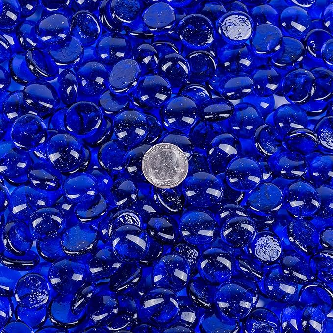 Galashield Flat Glass Marbles for Vases Cobalt Blue Glass Gems Beads Pebbles - Image 2
